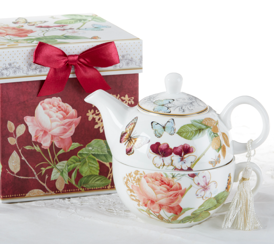 DeltonTea Pot for One Burg Peony Gwen Frostic Prints